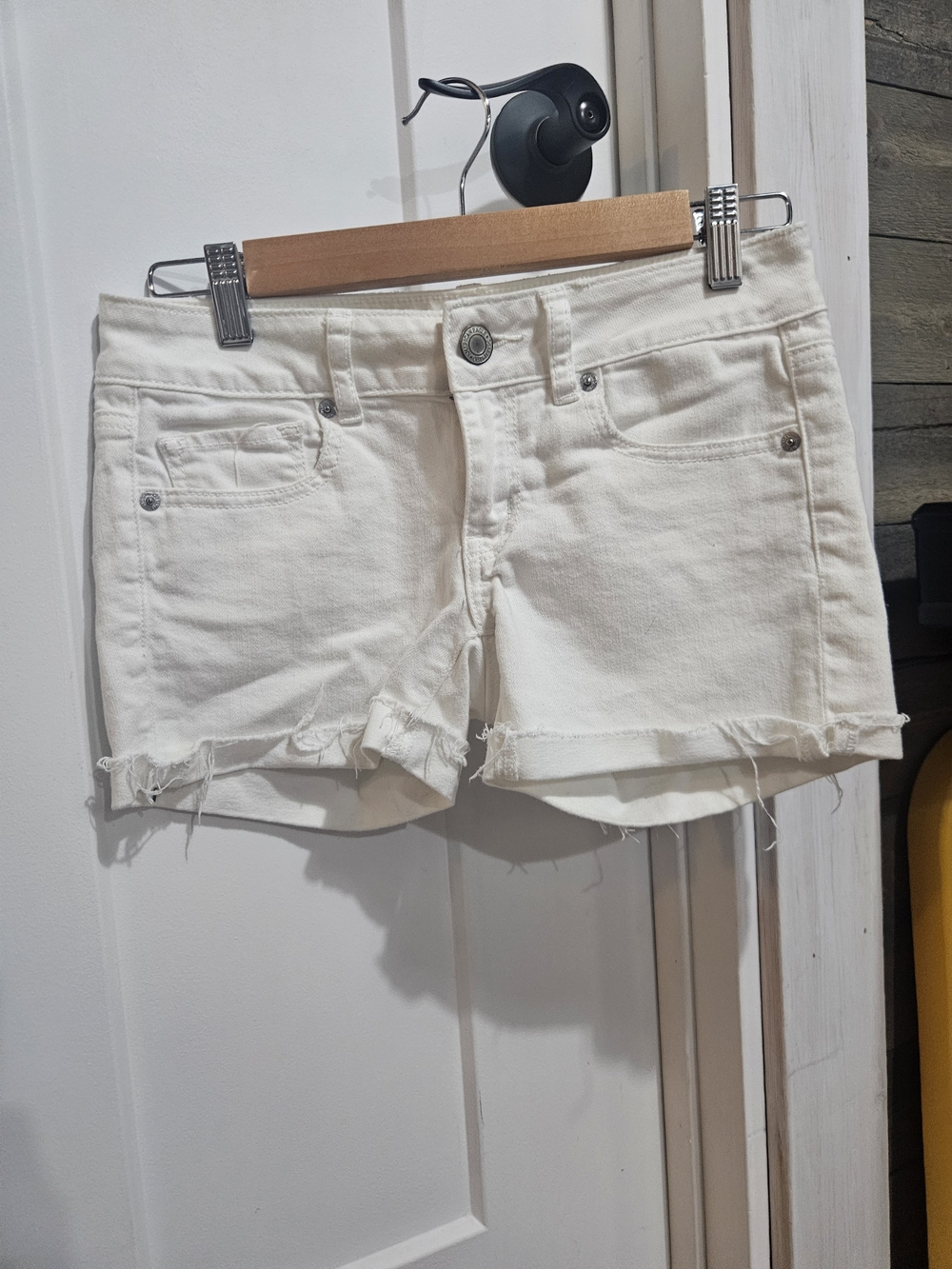 American Eagle Outfitters White Distressed Denim Jean Shorts